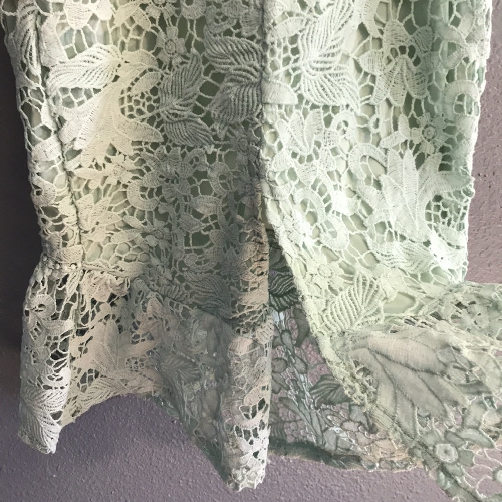 Mint Lace Bandeau Frill Midi Dress - Picture 13 of 13